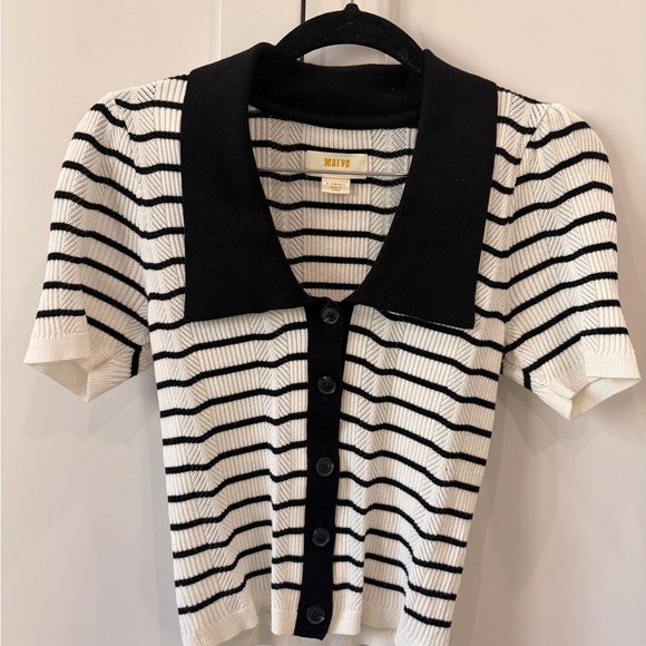 Maeve by Anthropologie Short-sleeve collared sweater cardigan - Picture 3 of 7